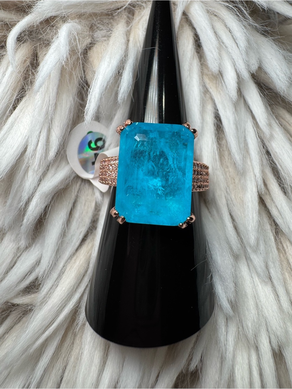 Aqua blue quartz bomb party ring